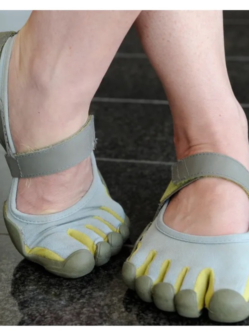 Vibram FiveFingers Gray and Yellow Toe Shoes
